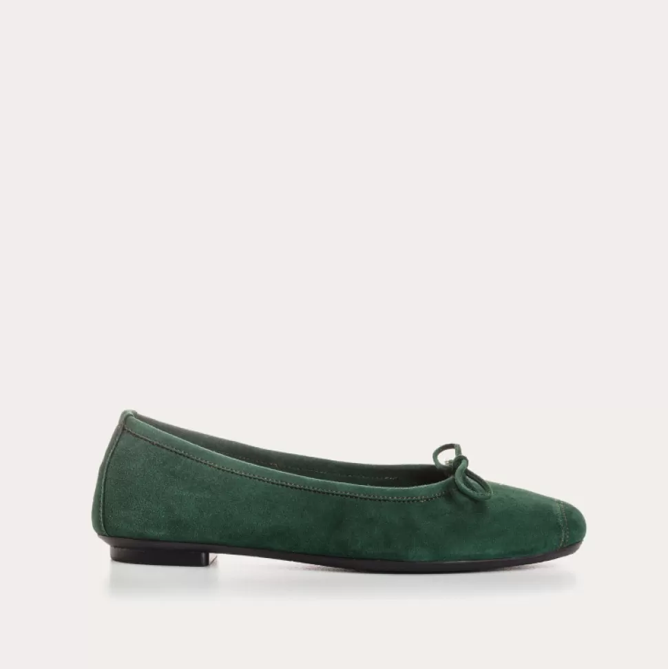Ballerines^Reqins Ballerines Harmony Cuir Velours Vert, Sapin