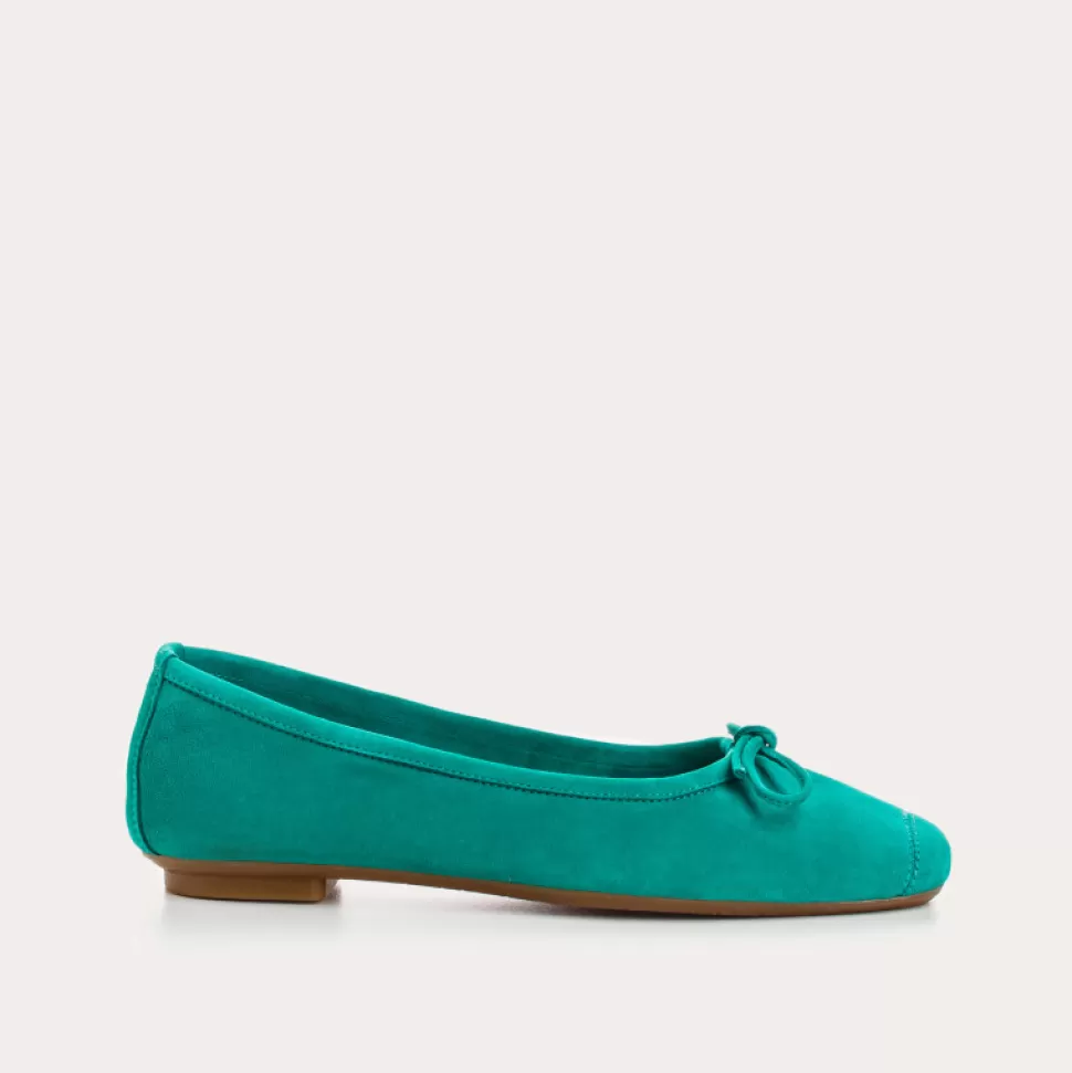 Ballerines^Reqins Ballerines Harmony Cuir Velours Vert, Emeraude