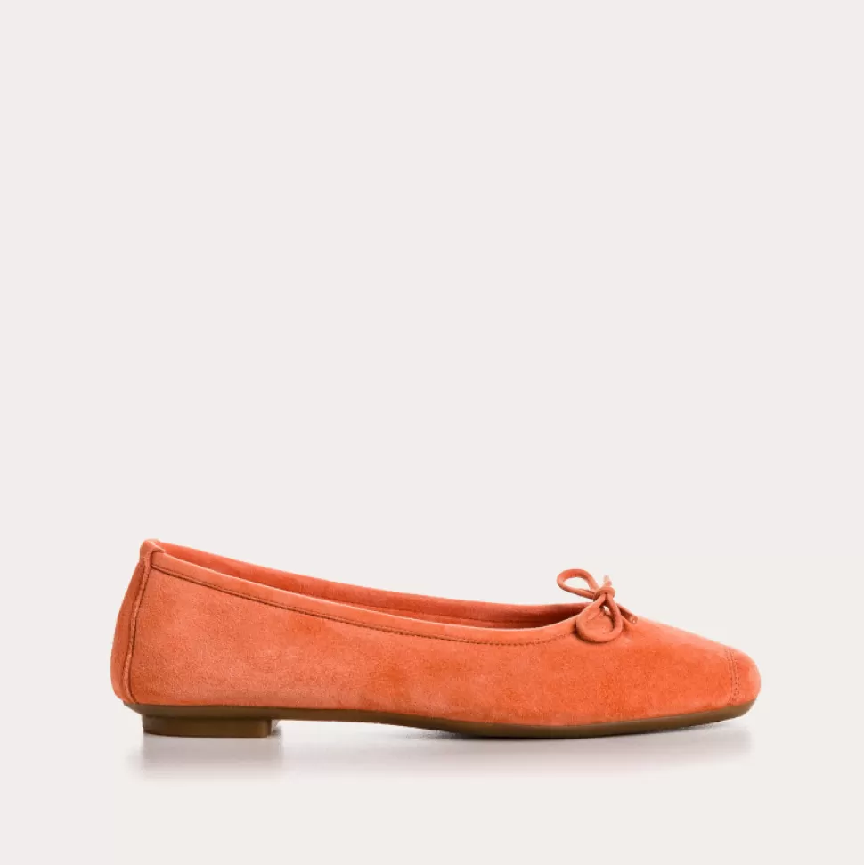 Ballerines^Reqins Ballerines Harmony Cuir Velours Orange, Abricot