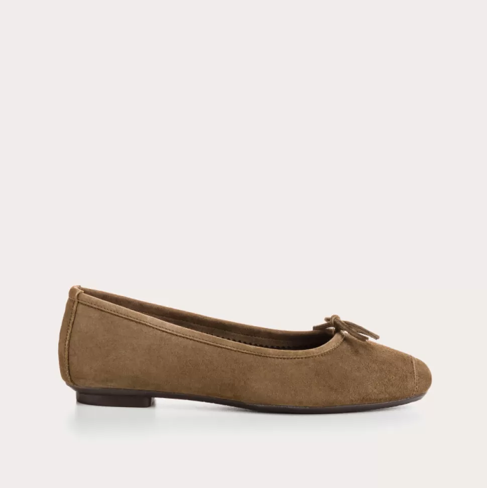 Ballerines^Reqins Ballerines Harmony Cuir Velours Vert, Vison