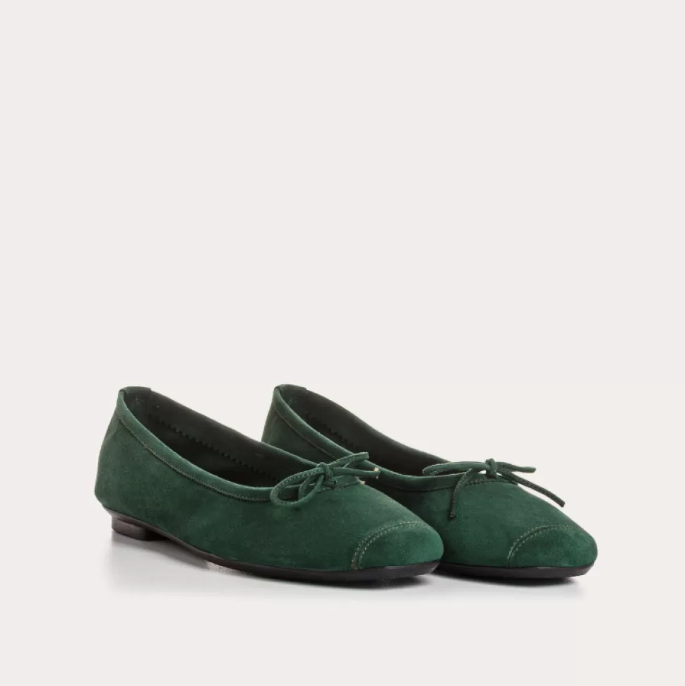 Ballerines^Reqins Ballerines Harmony Cuir Velours Vert, Sapin
