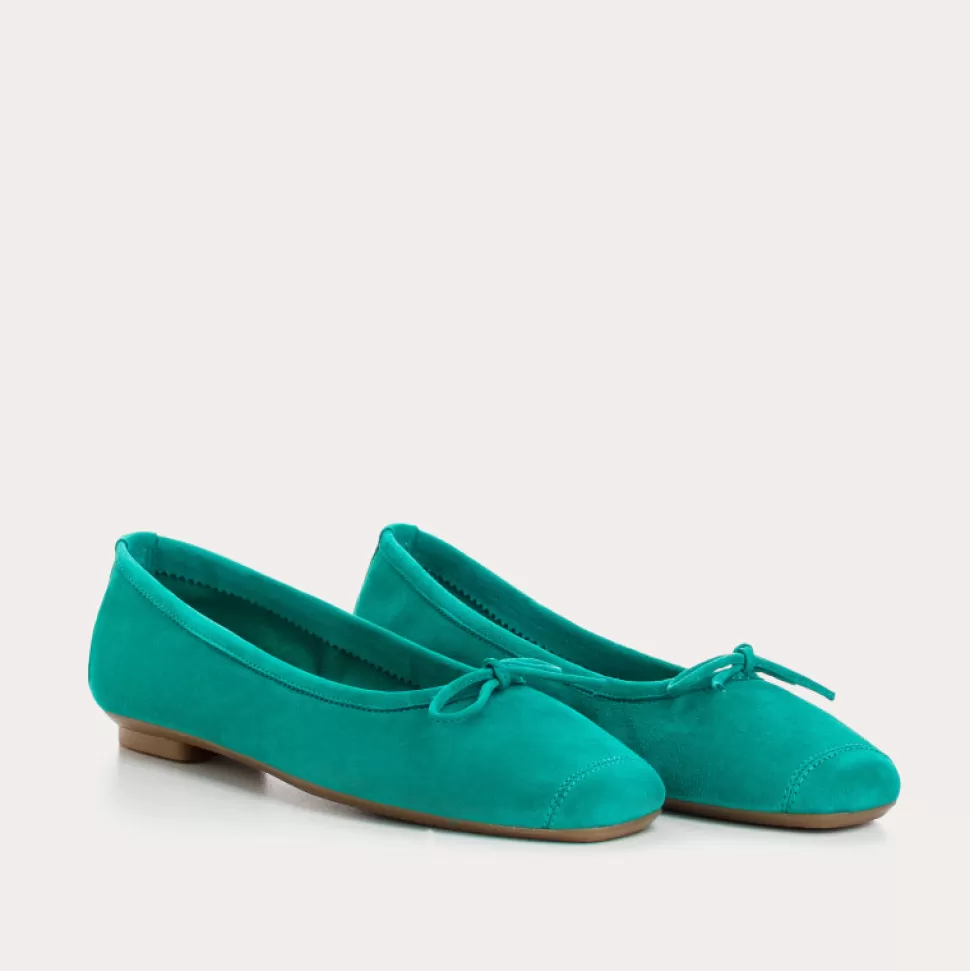 Ballerines^Reqins Ballerines Harmony Cuir Velours Vert, Emeraude