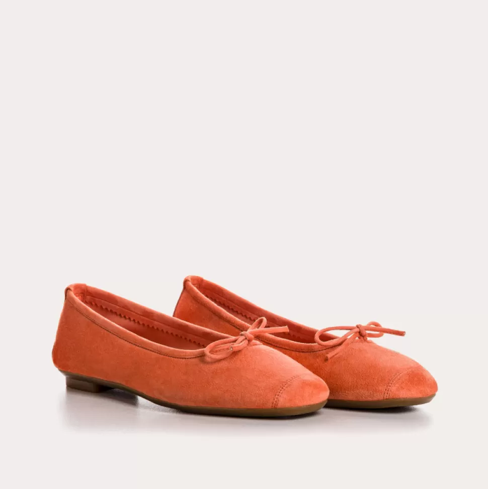 Ballerines^Reqins Ballerines Harmony Cuir Velours Orange, Abricot