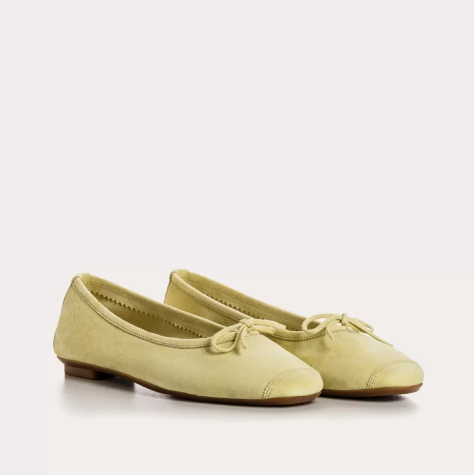 Ballerines^Reqins Ballerines Harmony Cuir Velours Jaune, Lime