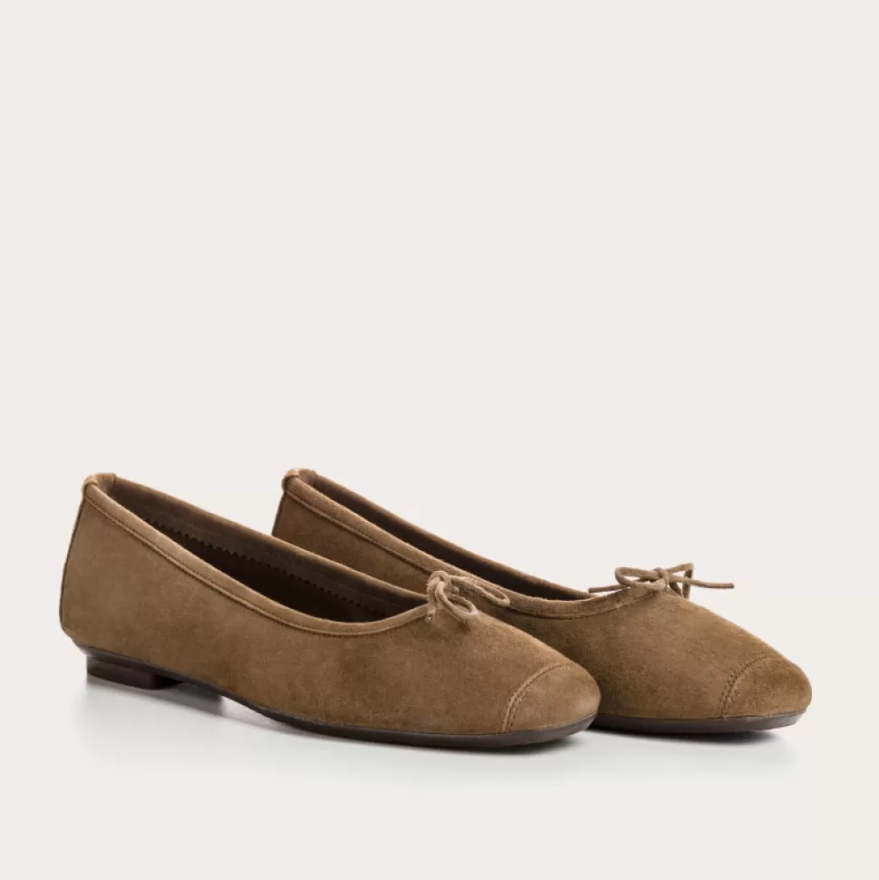 Ballerines^Reqins Ballerines Harmony Cuir Velours Vert, Vison