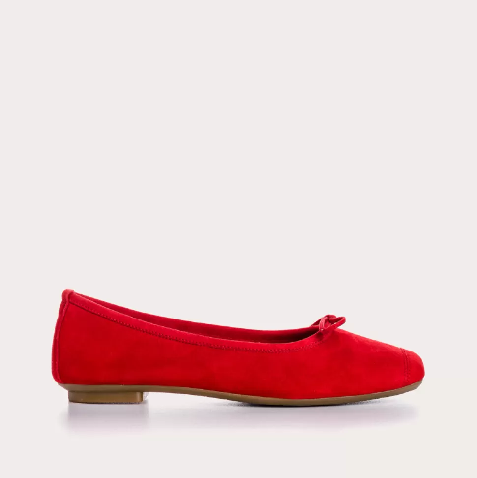 Ballerines^Reqins Ballerines Harmony Cuir Velours Cc Rouge, Rouge