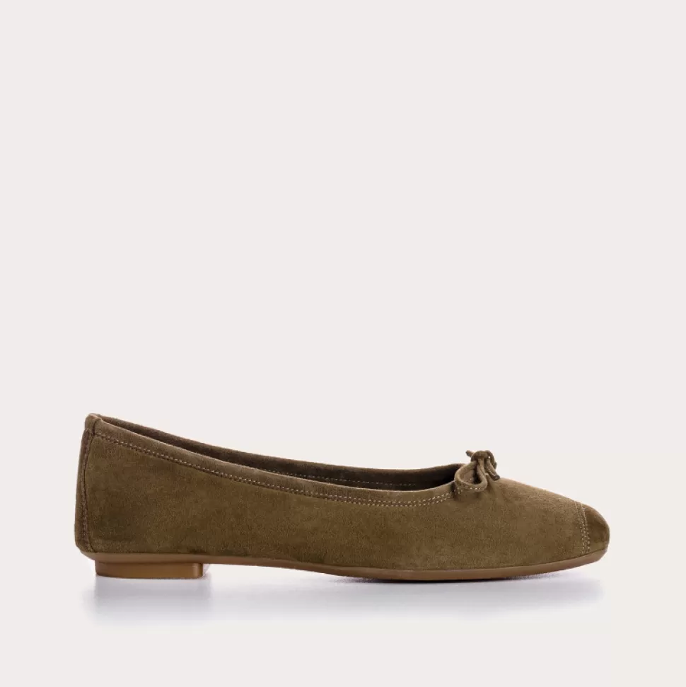 Ballerines^Reqins Ballerines Harmony Cuir Velours Cc Olive