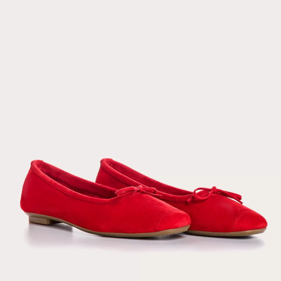 Ballerines^Reqins Ballerines Harmony Cuir Velours Cc Rouge, Rouge