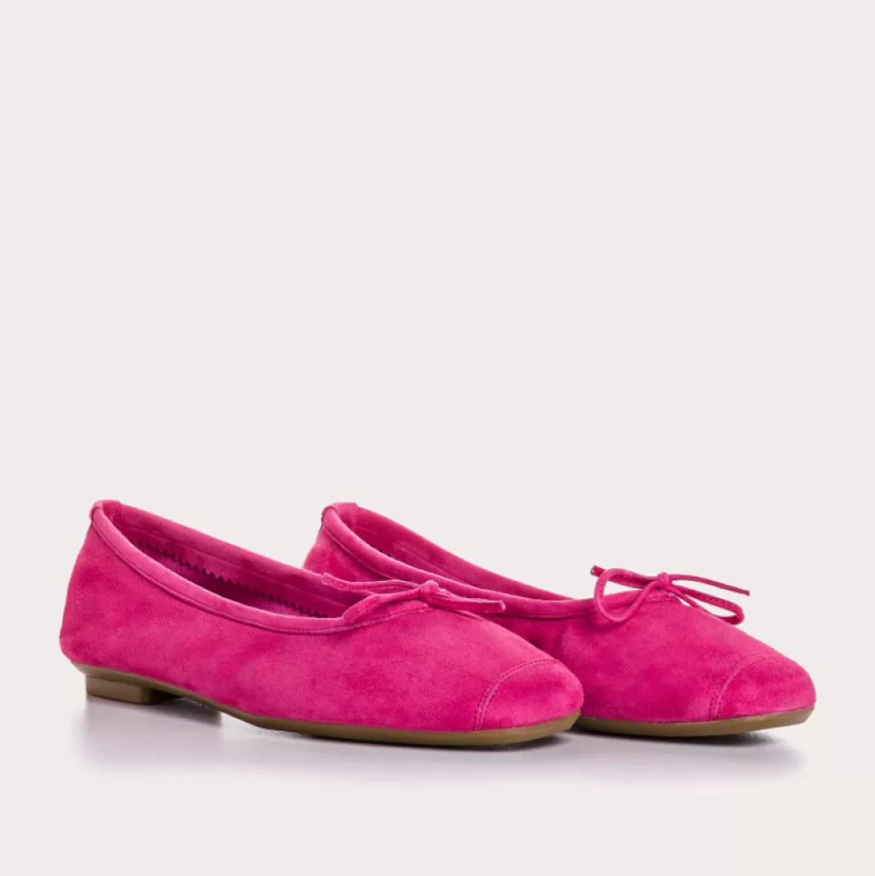Ballerines^Reqins Ballerines Harmony Cuir Velours Cc Fuchsia, Rose