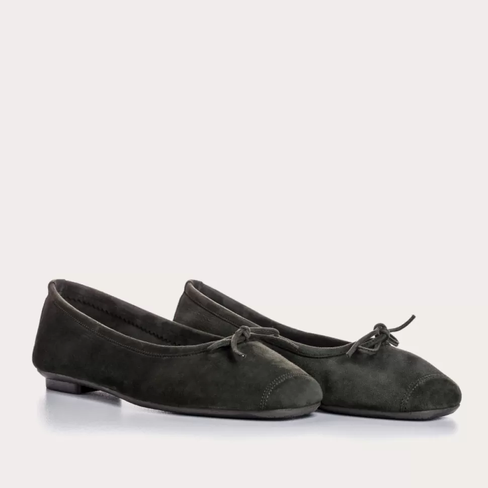 Ballerines^Reqins Ballerines Harmony Cuir Velours Cc Kaki Fonce