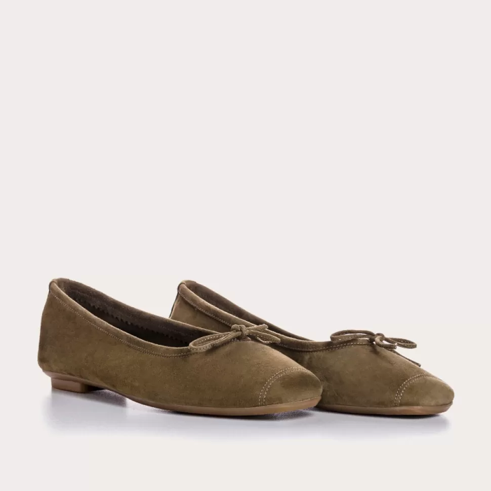 Ballerines^Reqins Ballerines Harmony Cuir Velours Cc Olive