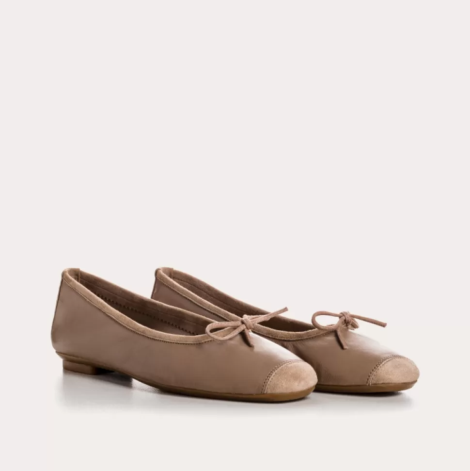 Ballerines^Reqins Ballerines Harmony Cuir/Cuir Velours Cc Beige Fonce