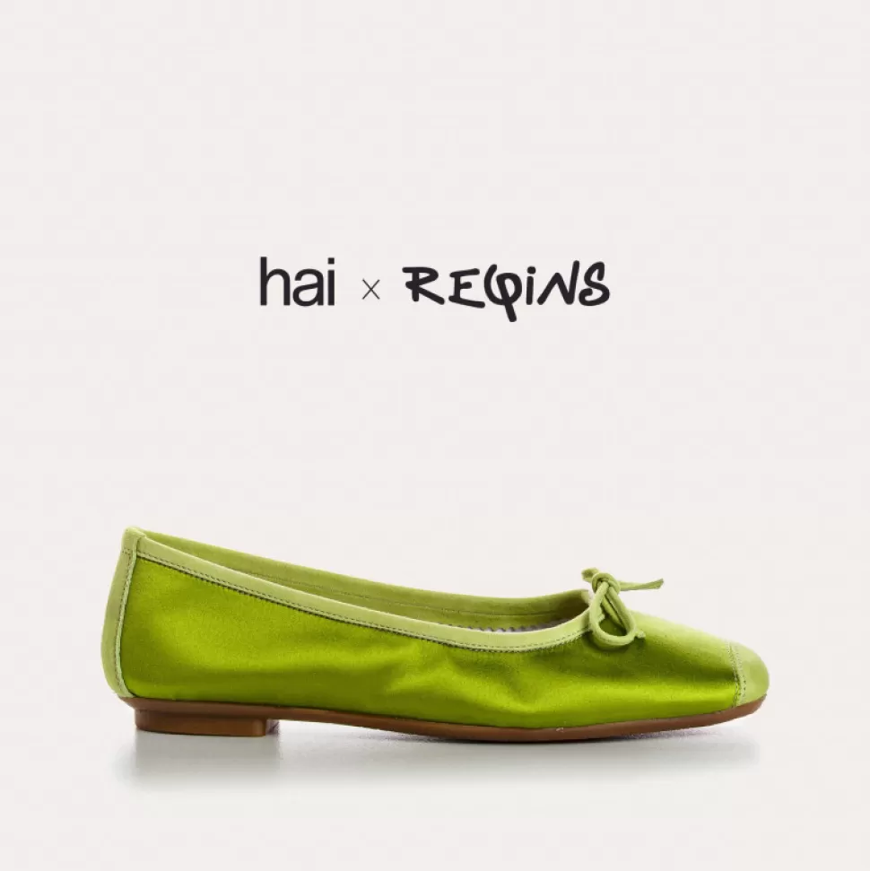 Ballerines^Reqins Ballerines Harmony Silk Vert, Kiwi