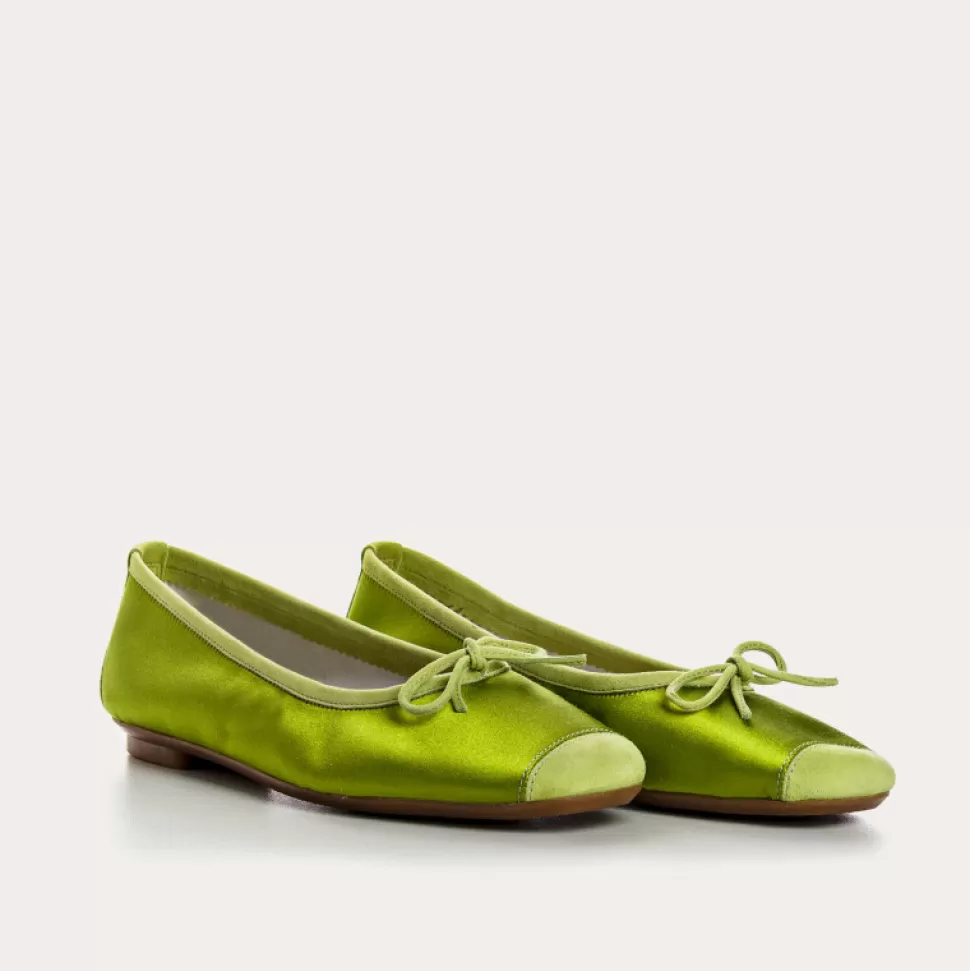 Ballerines^Reqins Ballerines Harmony Silk Vert, Kiwi