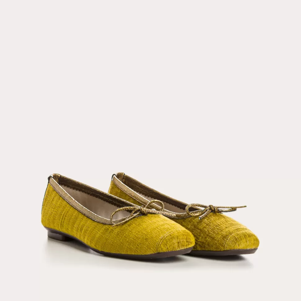Ballerines^Reqins Ballerines Harmony Velours Cotele Jaune, Moutarde