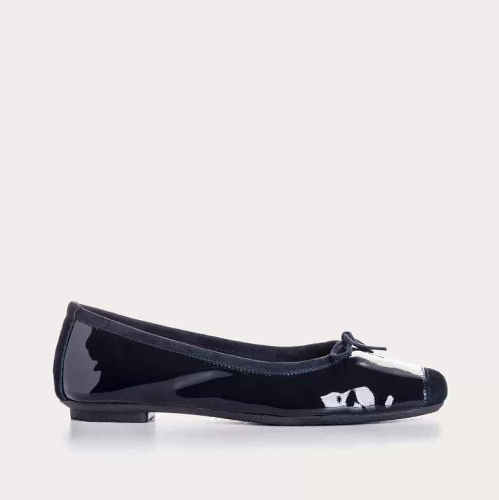Ballerines^Reqins Ballerines Harmony Vernis/Cuir Velours Marine, Bleu