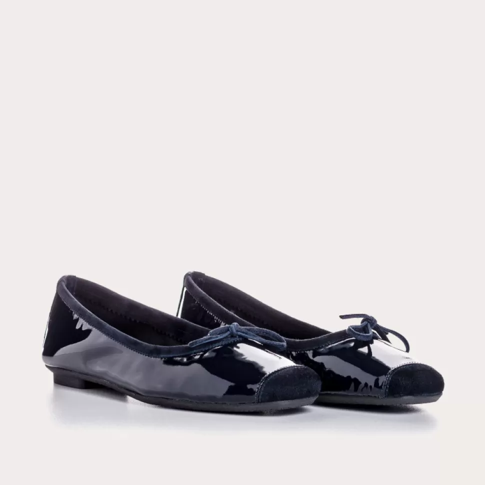 Ballerines^Reqins Ballerines Harmony Vernis/Cuir Velours Marine, Bleu