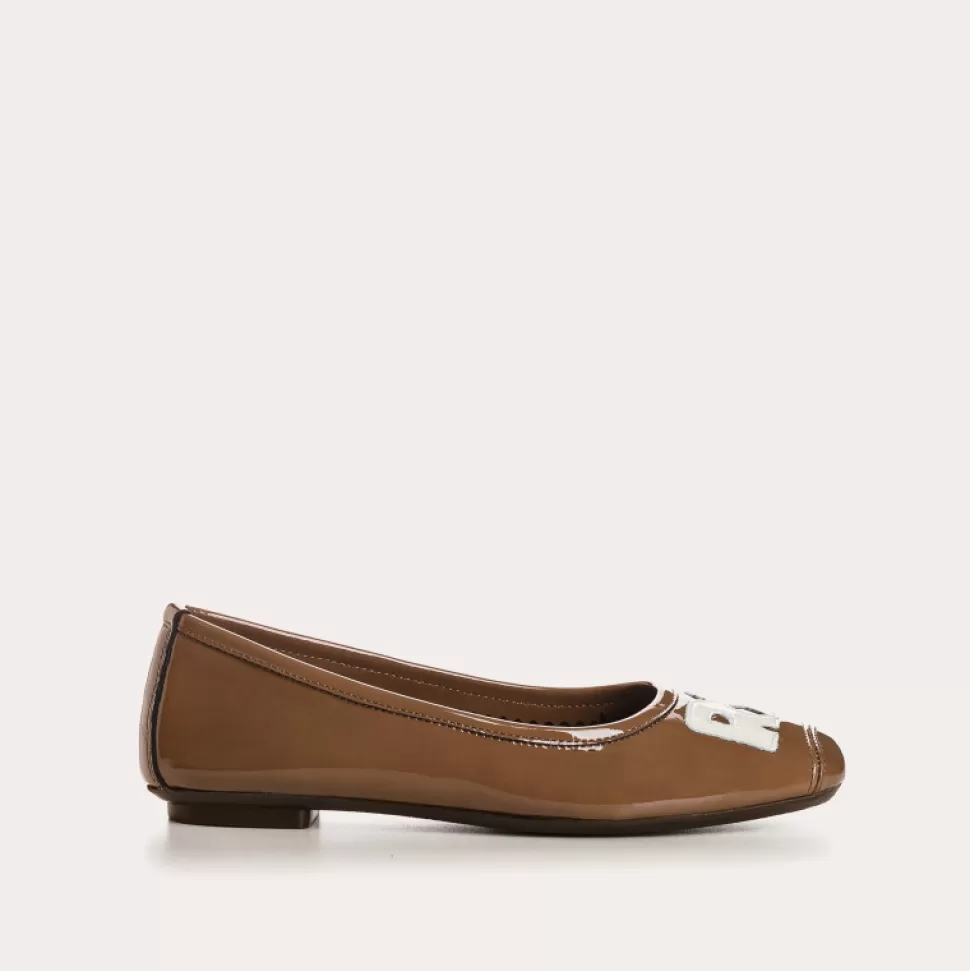 Ballerines^Reqins Ballerines Hava Vernis Marron, Marr Glace/Off White