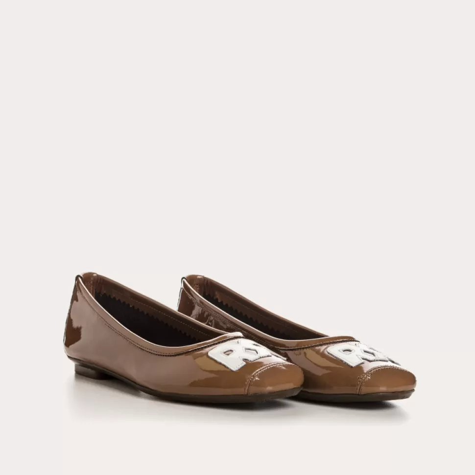 Ballerines^Reqins Ballerines Hava Vernis Marron, Marr Glace/Off White