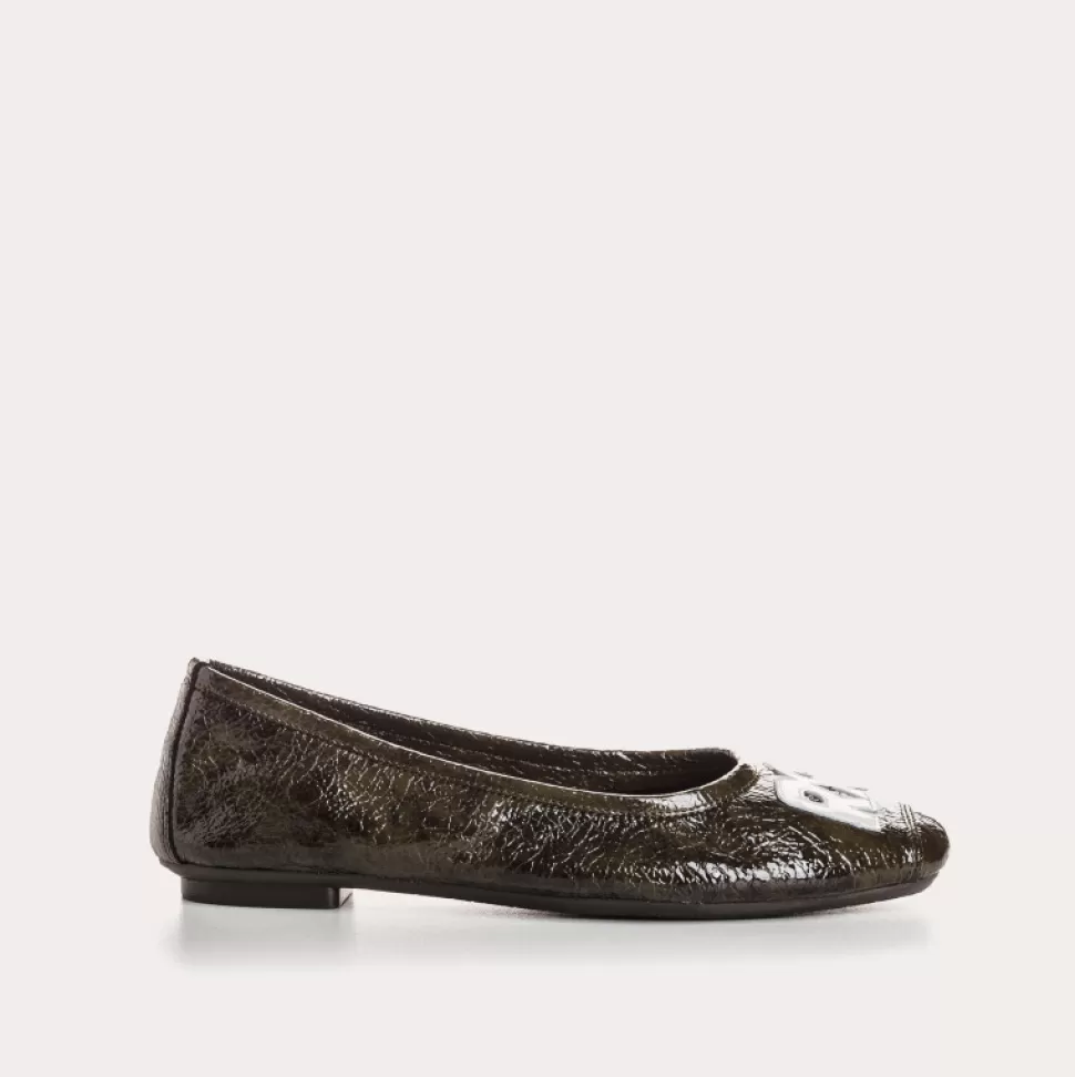 Ballerines^Reqins Ballerines Hava Vernis Graine Vert, Kaki/Off White