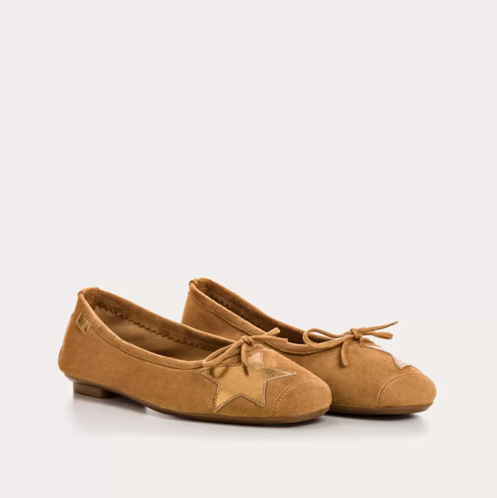 Ballerines^Reqins Ballerines Hello Cuir Velours/Eclat Havane, Camel