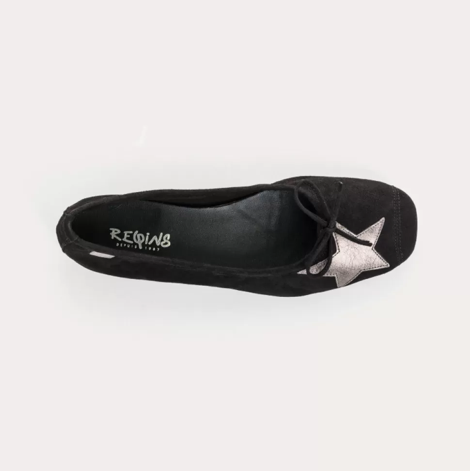 Ballerines^Reqins Ballerines Hello Cuir Velours/Eclat Noir, Noir