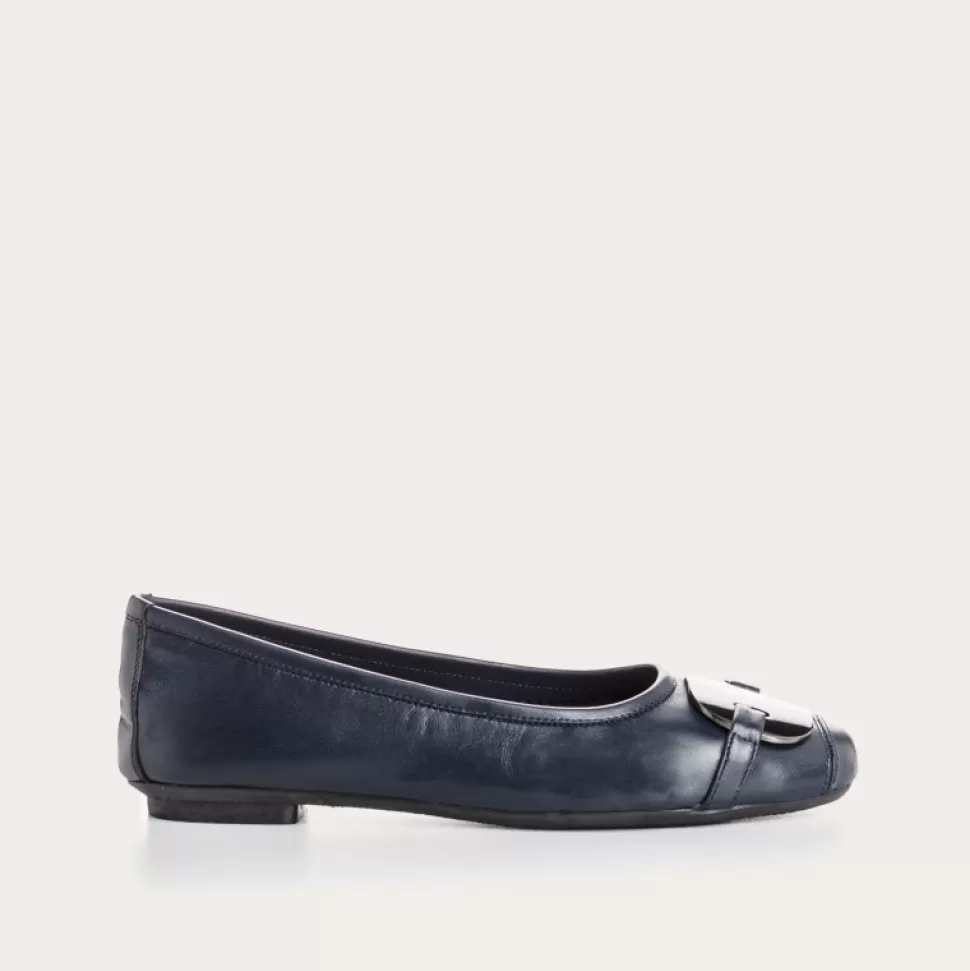 Ballerines^Reqins Ballerines Hermes Cuir Marine, Bleu