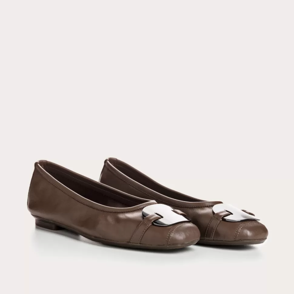 Ballerines^Reqins Ballerines Hermes Cuir Vert, Vison