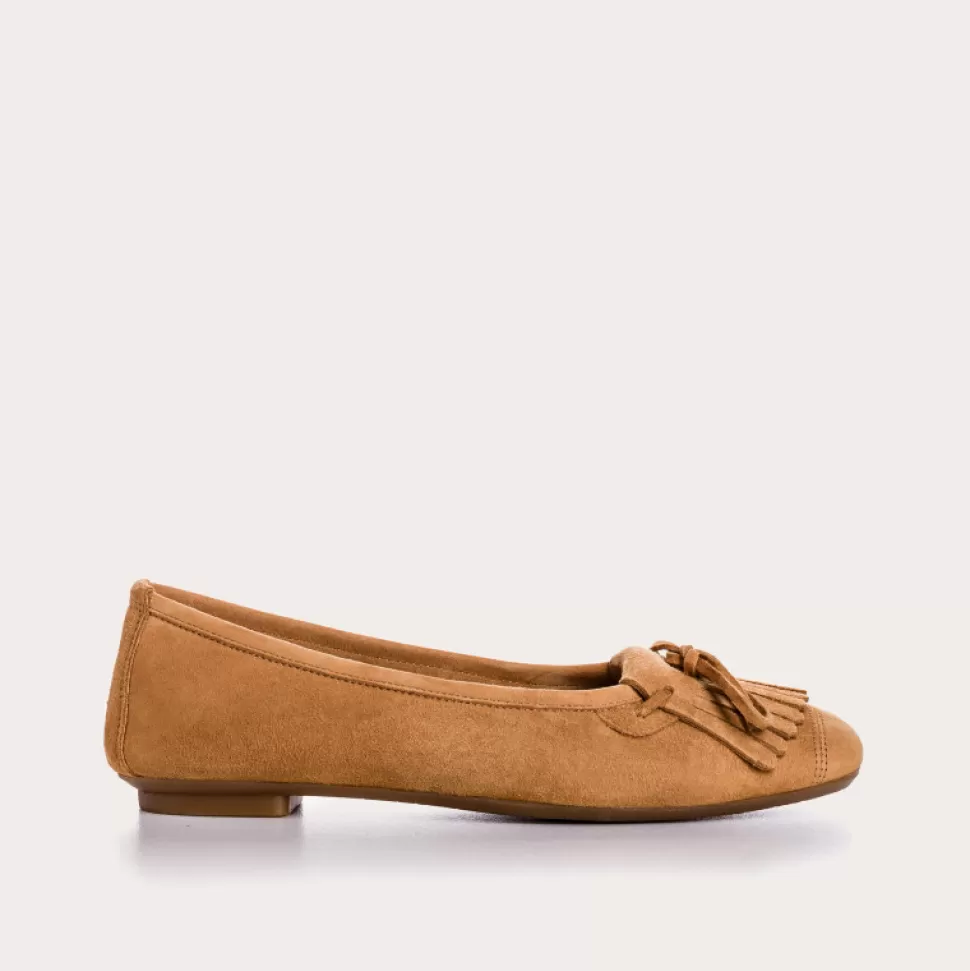 Ballerines^Reqins Ballerines Hindi Cuir Velours Camel, Camel