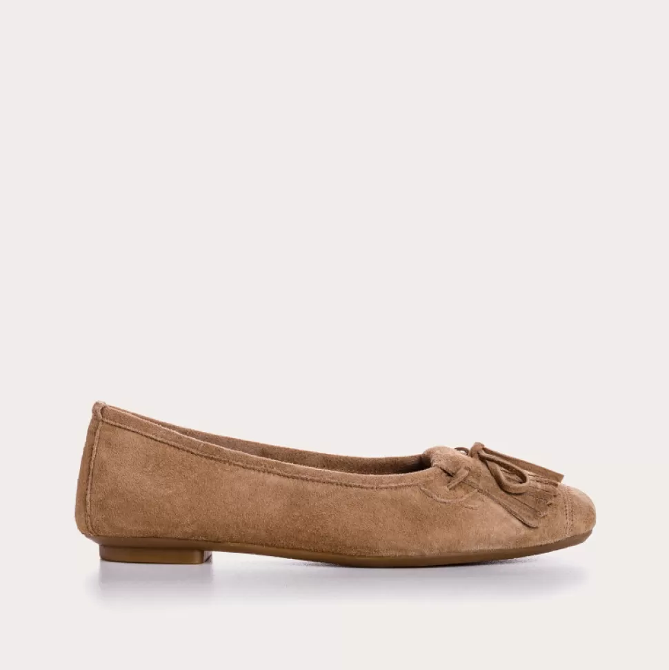 Ballerines^Reqins Ballerines Hindi Cuir Velours Beige, Naturel