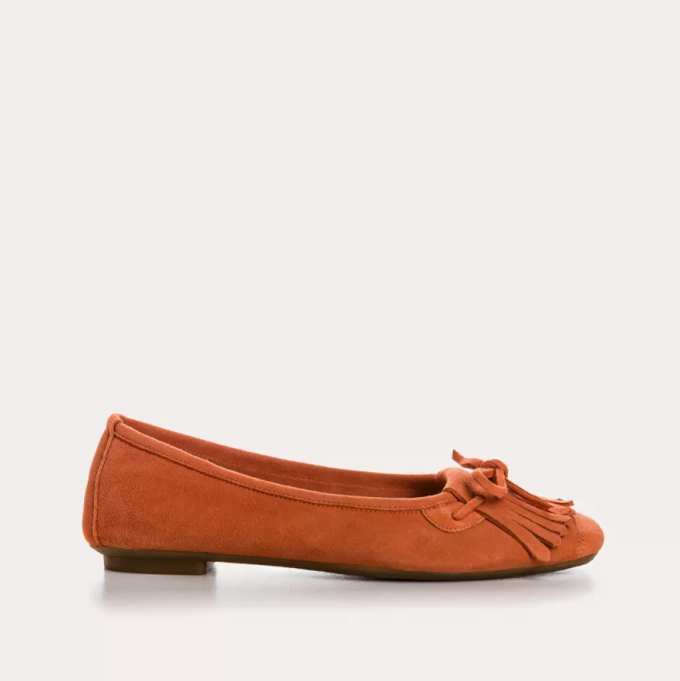Ballerines^Reqins Ballerines Hindi Cuir Velours Orange, Abricot