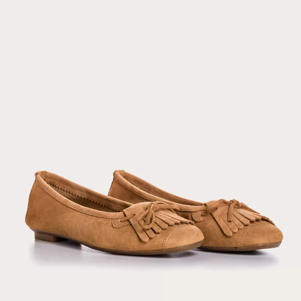 Ballerines^Reqins Ballerines Hindi Cuir Velours Camel, Camel