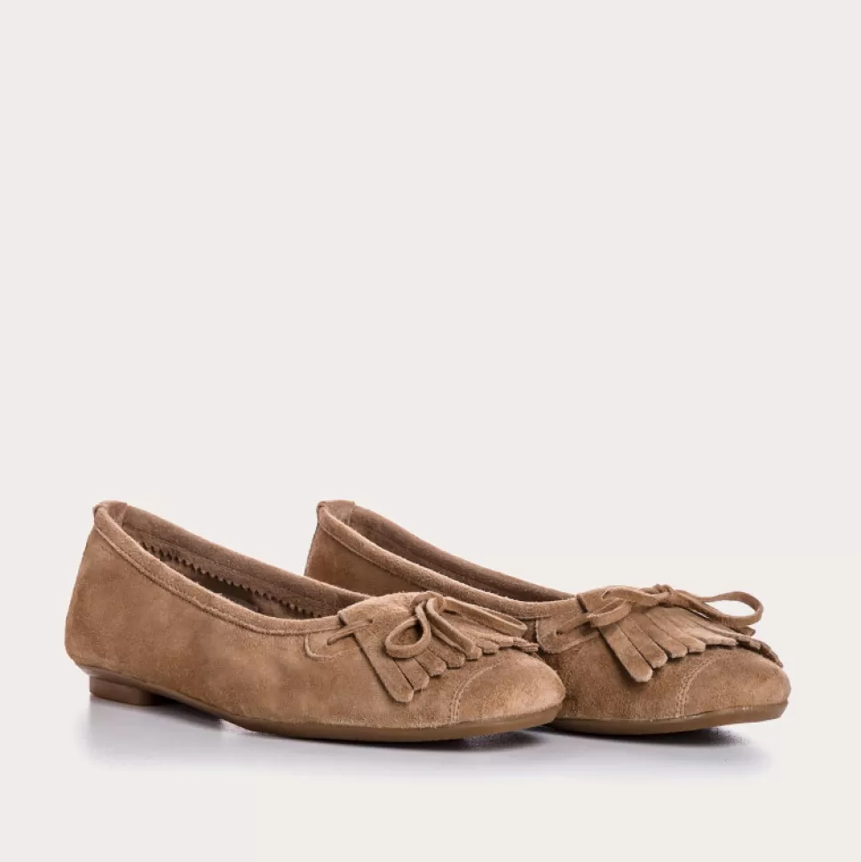 Ballerines^Reqins Ballerines Hindi Cuir Velours Beige, Naturel