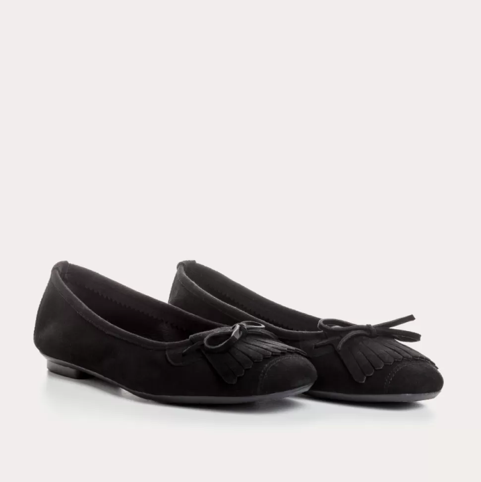 Ballerines^Reqins Ballerines Hindi Cuir Velours Noir, Noir