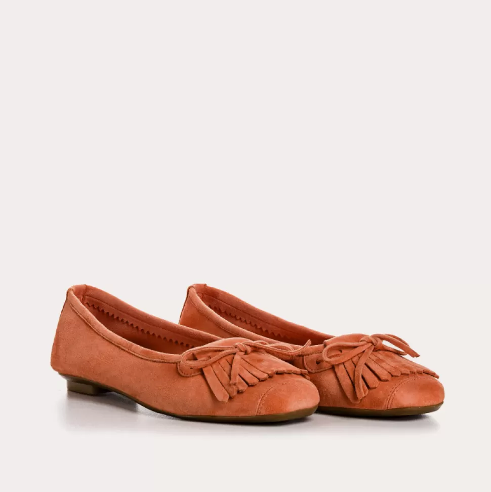 Ballerines^Reqins Ballerines Hindi Cuir Velours Orange, Abricot