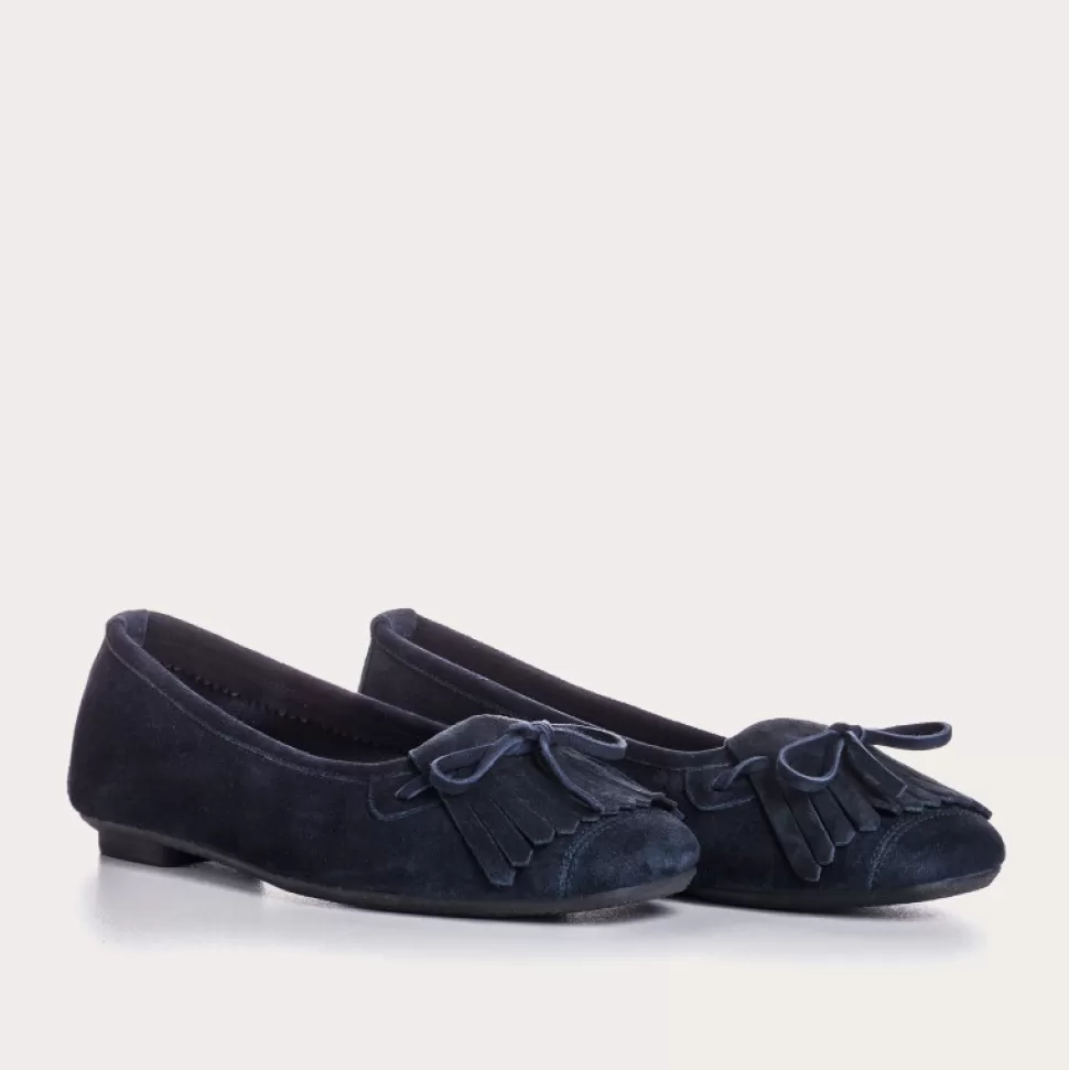 Ballerines^Reqins Ballerines Hindi Cuir Velours Marine, Bleu