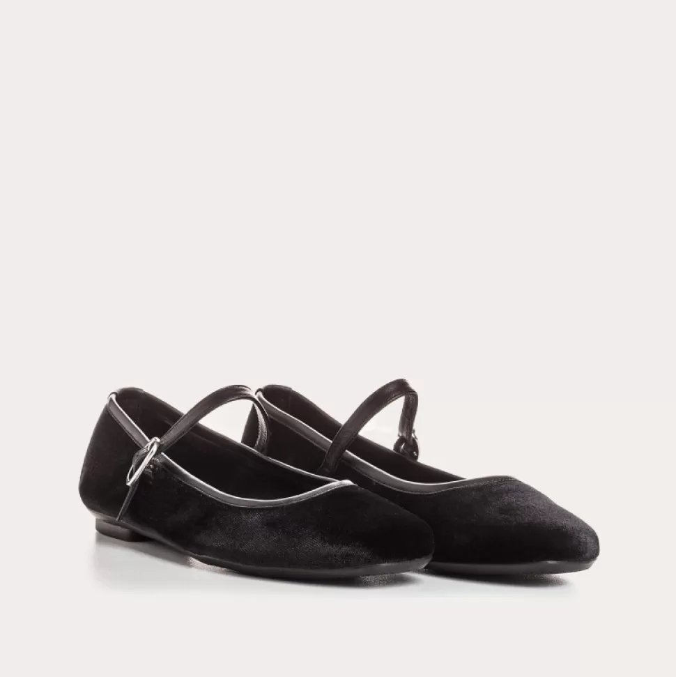 Ballerines^Reqins Ballerines Honoree Velvet Noir, Noir