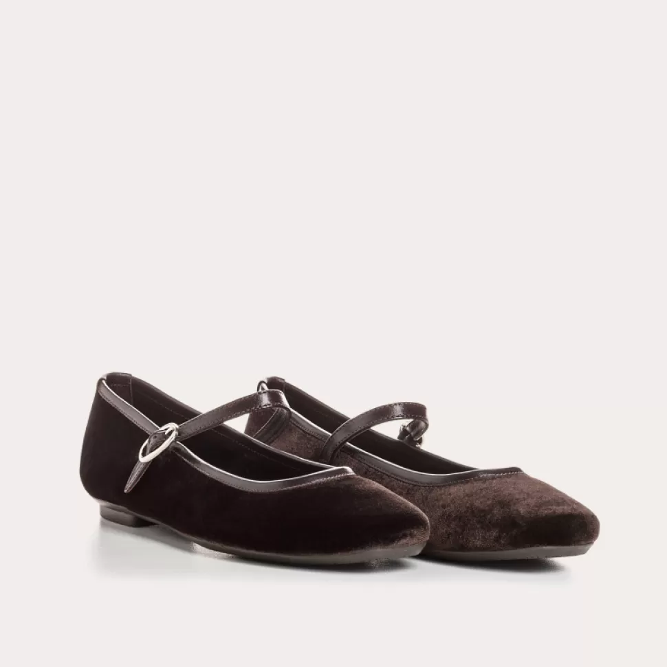 Ballerines^Reqins Ballerines Honoree Velvet Marron, Marron