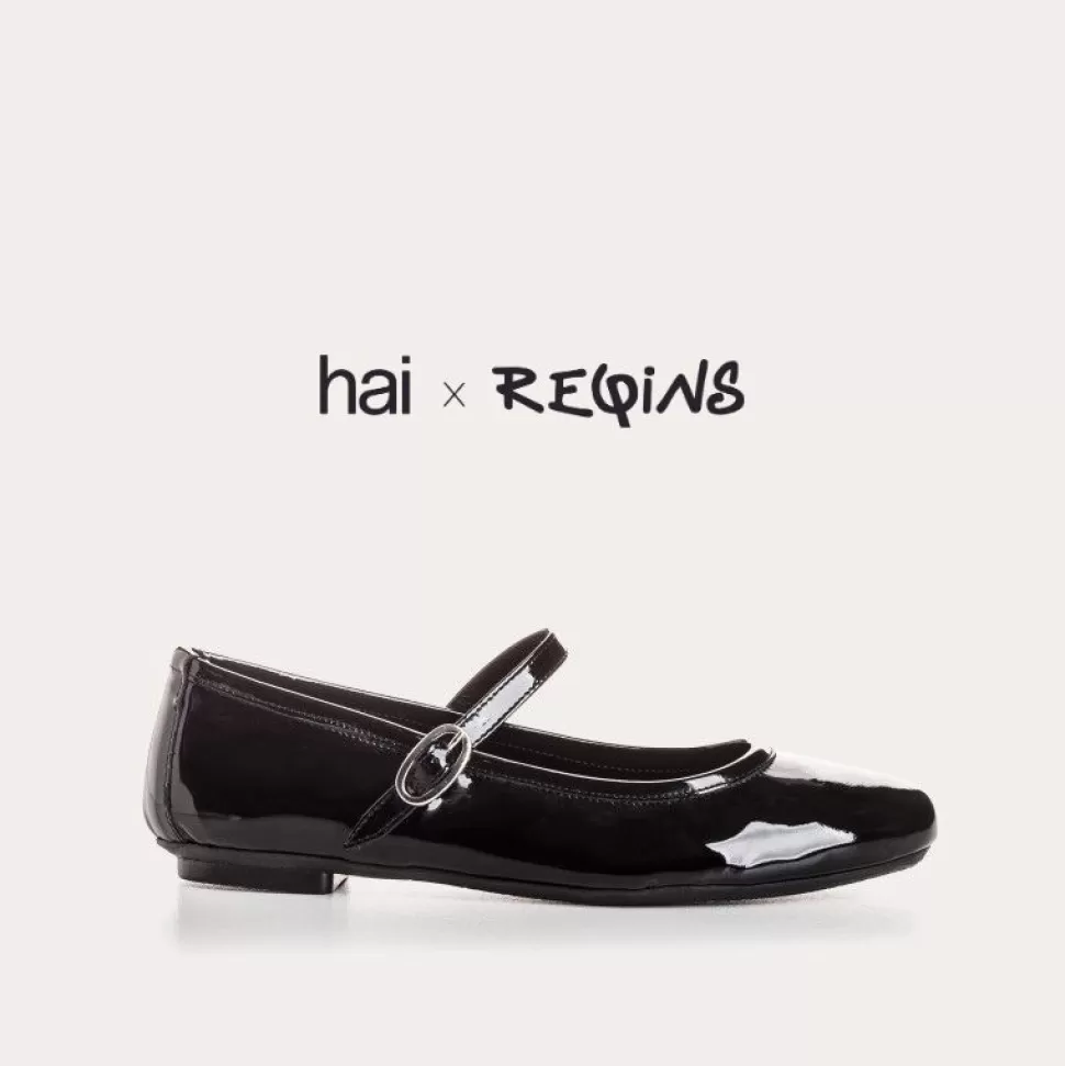 Ballerines^Reqins Ballerines Honoree Vernis Noir, Noir