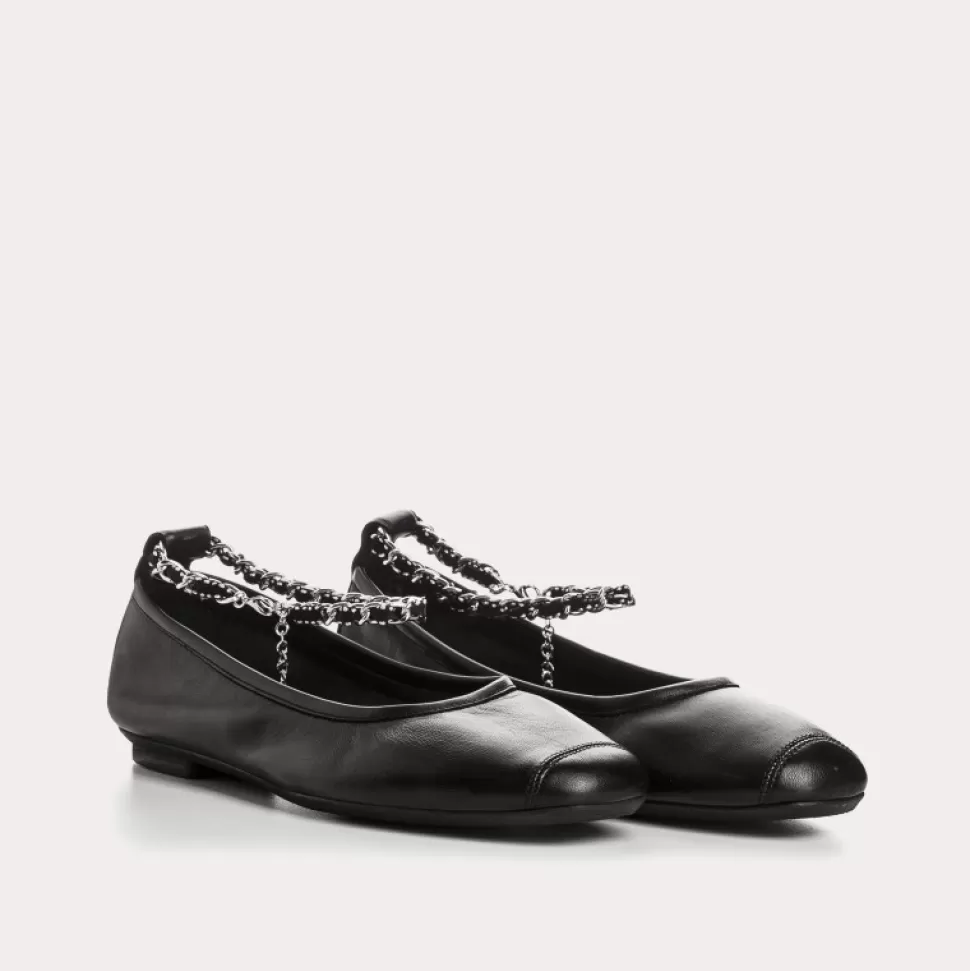 Ballerines^Reqins Ballerines Hyphen Cuir Noir, Noir