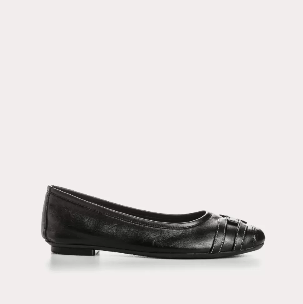 Ballerines^Reqins Ballerines Hypoline Cuir Noir, Noir/Ecru