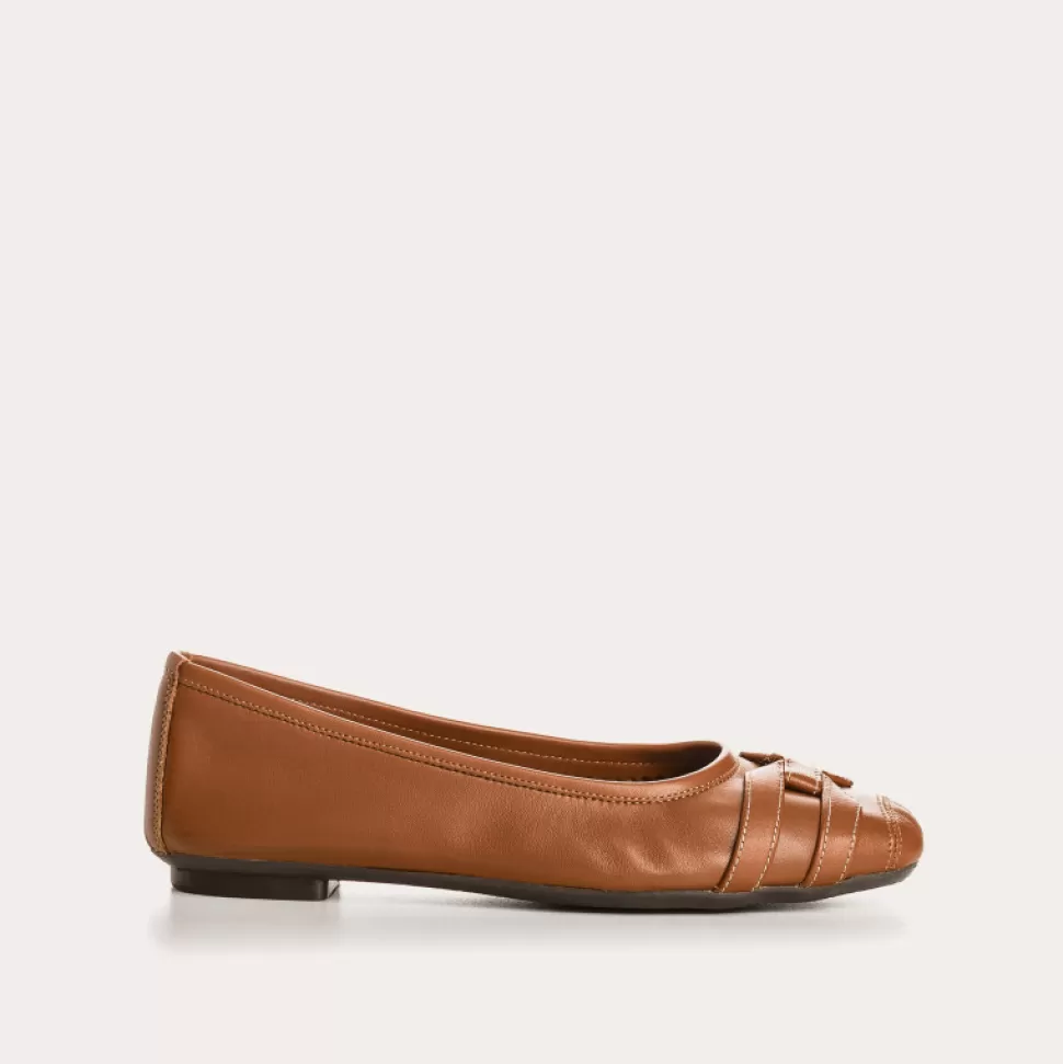 Ballerines^Reqins Ballerines Hypoline Cuir Camel, Cognac/Ecru