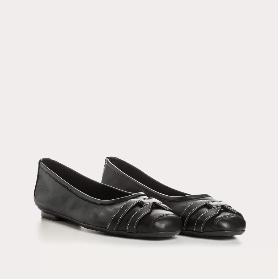 Ballerines^Reqins Ballerines Hypoline Cuir Noir, Noir/Ecru