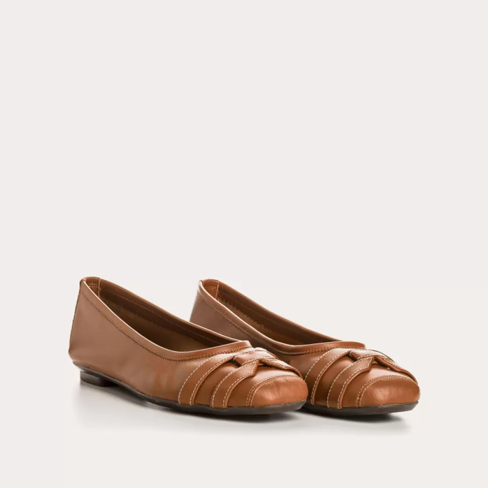 Ballerines^Reqins Ballerines Hypoline Cuir Camel, Cognac/Ecru