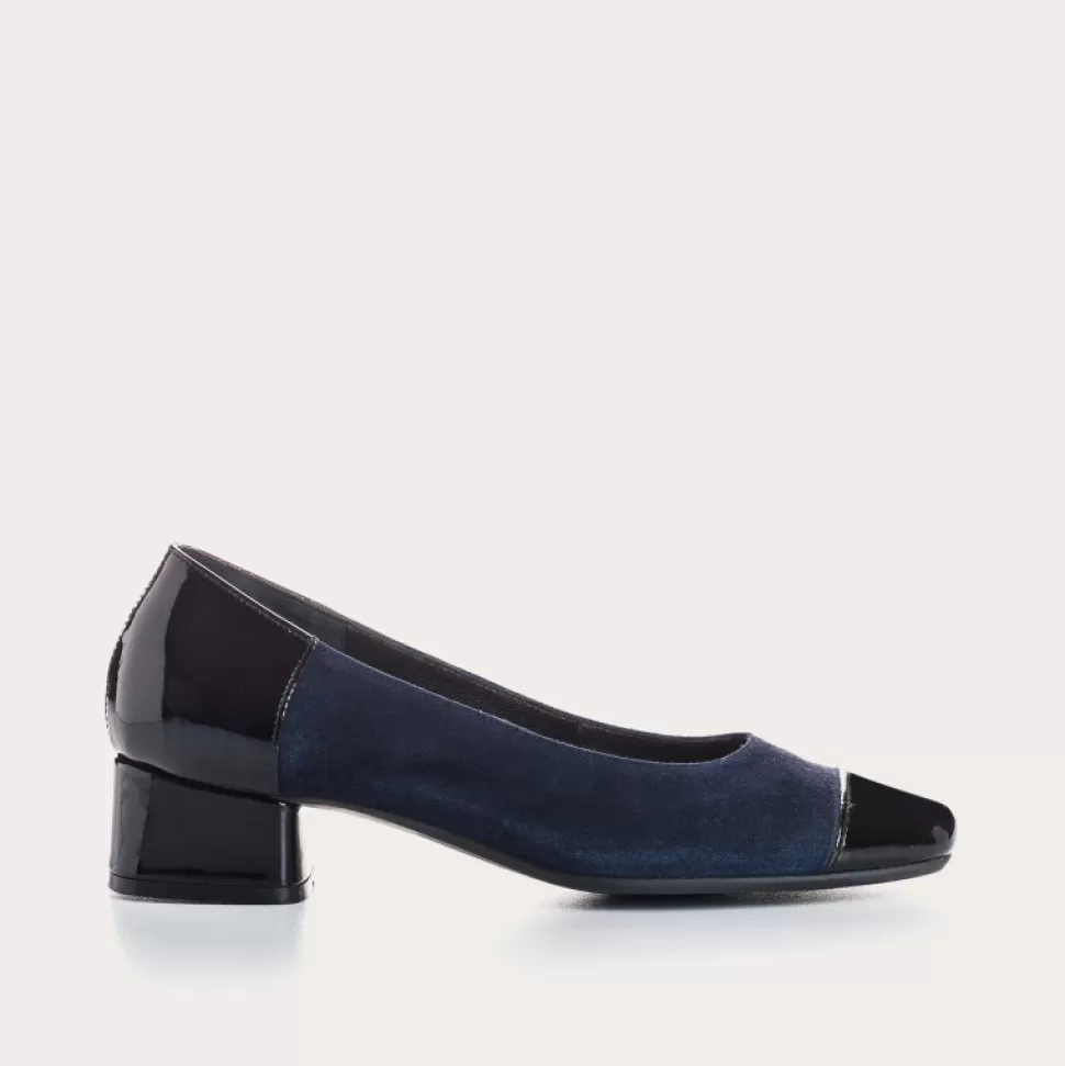 Ballerines^Reqins Ballerines Kardene Cuir Velours/Vernis Bleu, Nuit/Noir