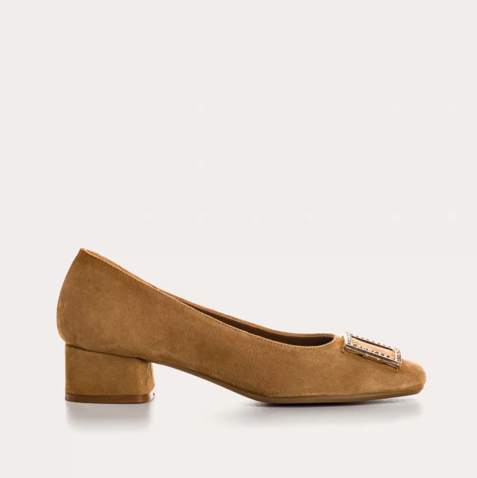Ballerines^Reqins Ballerines Karisse Cuir Velours Havane, Camel