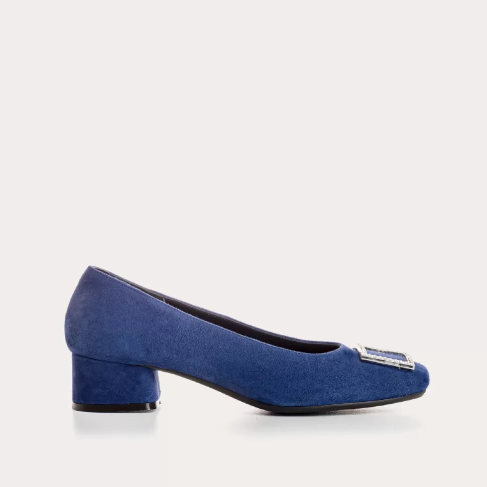 Ballerines^Reqins Ballerines Karisse Cuir Velours Bleu, Ocean