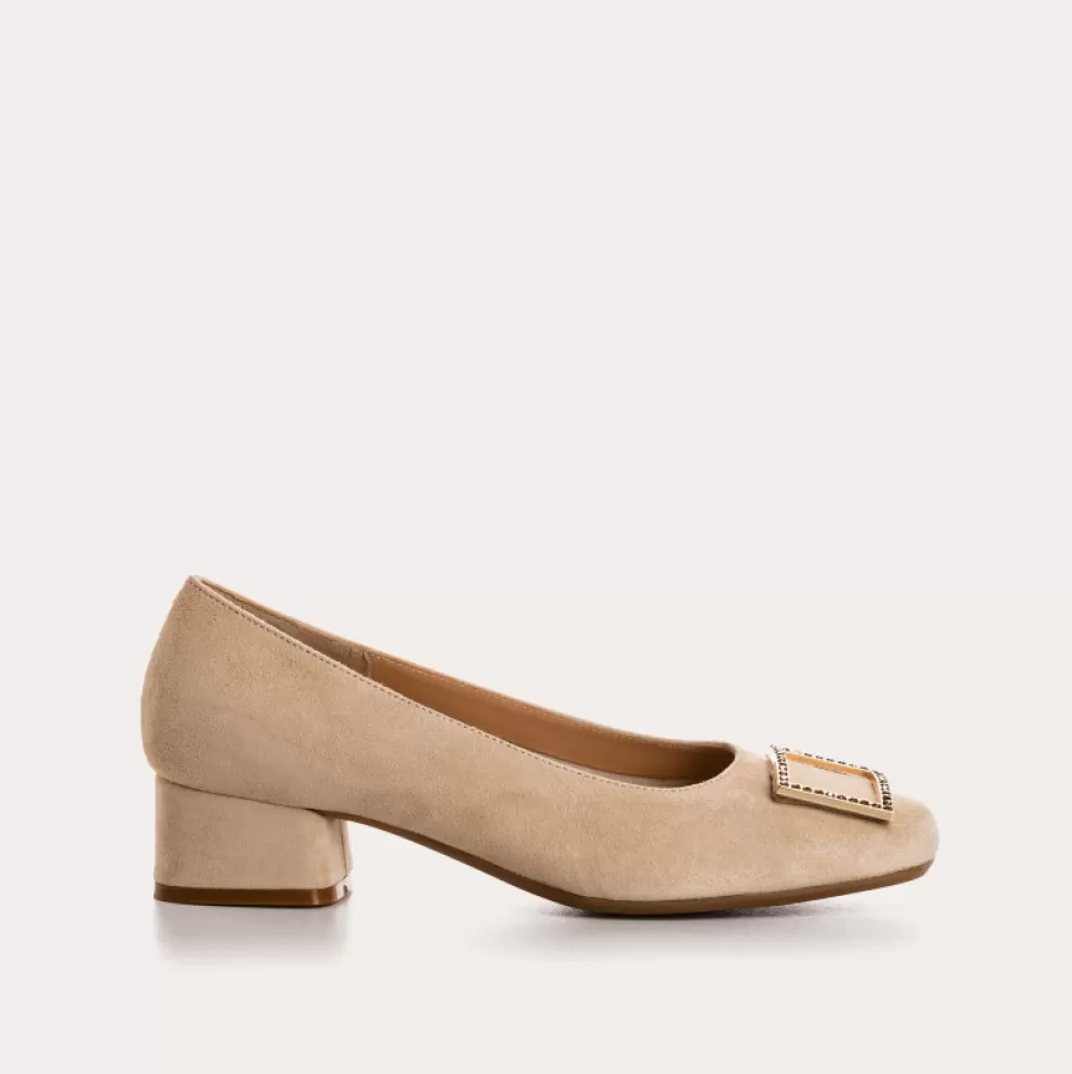 Ballerines^Reqins Ballerines Karisse Cuir Velours Rose, Nude