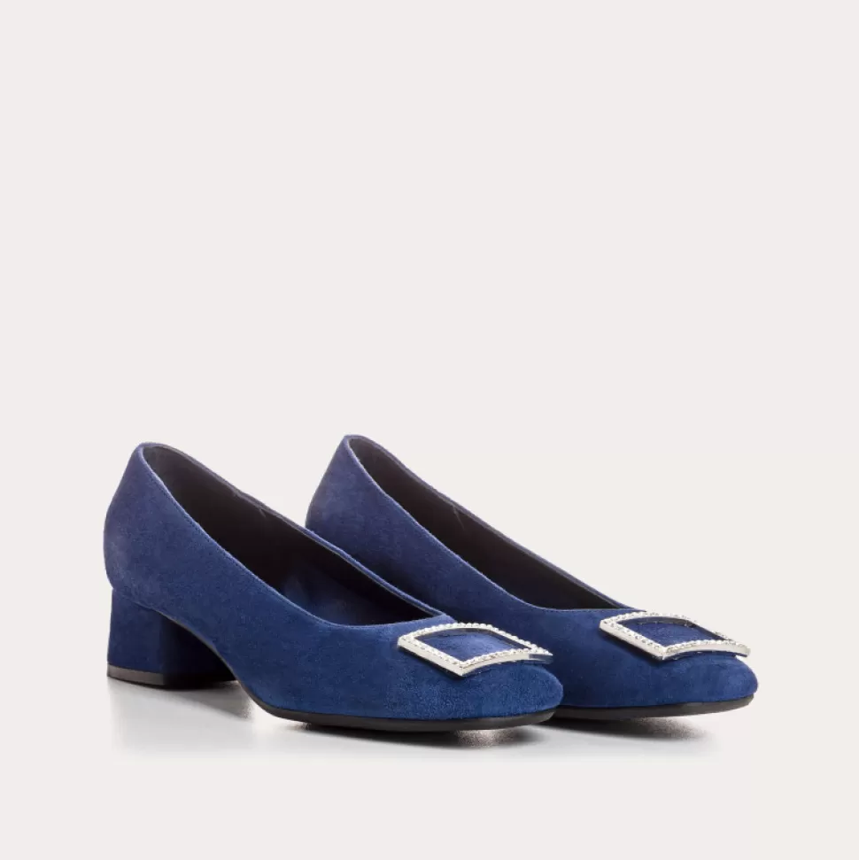 Ballerines^Reqins Ballerines Karisse Cuir Velours Bleu, Ocean