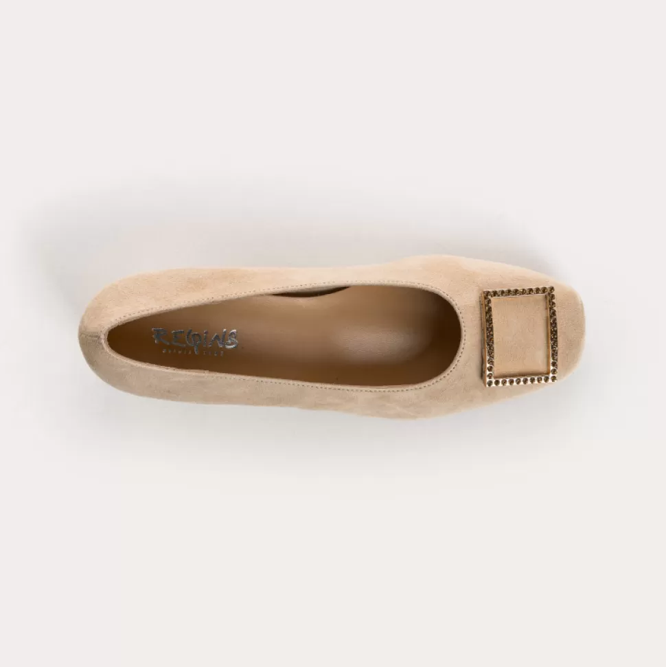 Ballerines^Reqins Ballerines Karisse Cuir Velours Rose, Nude
